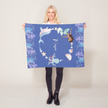 Onder de zee kids aangepaste naam fleece deken