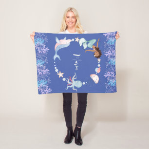 Onder de zee kids aangepaste naam fleece deken