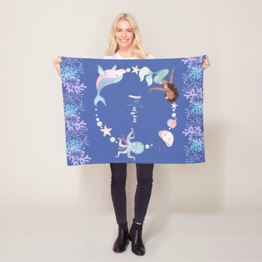 Onder de zee kids aangepaste naam fleece deken (In situ)