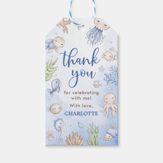 Onder de Zee Kinderverjaardagsfeestje Cadeaulabel (Voorkant)