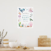 Onder de zee kleurrijke babyshower welkom poster (Keuken)