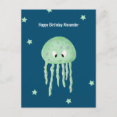 Onder de zee Kwallen Persoonlijke Blauwe Verjaarda Briefkaart (Voorkant)