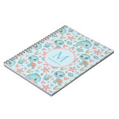 Onder de zee leuke dolfijnen en schildpadden met m notitieboek (Linkerzijde)