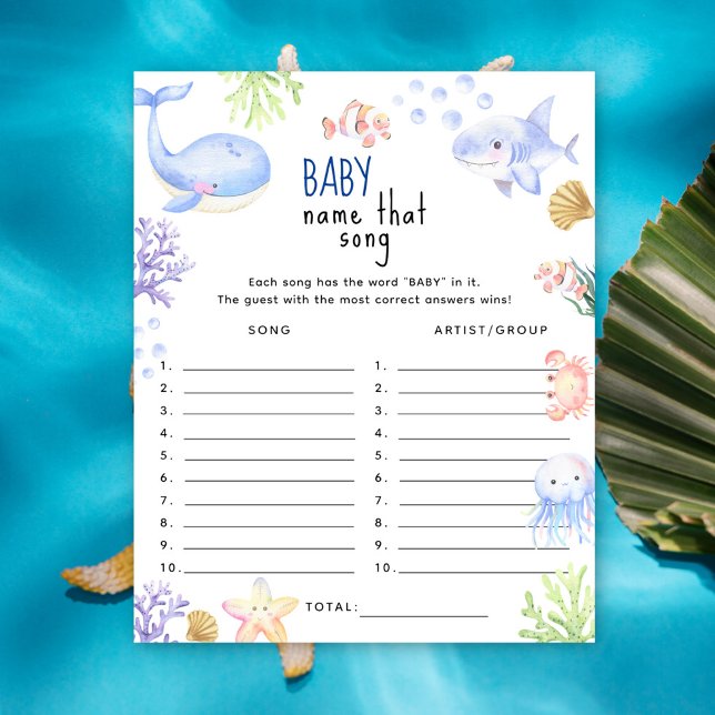 Onder de zee Liedje raden baby shower spel (Creator heeft geüpload)