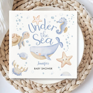 Onder de zee! Lieve Blauwe Jongens Baby Shower Servet