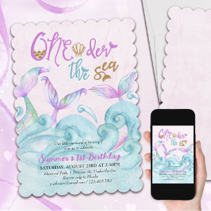 Onder de Zee Little Mermaid 1e Verjaardag Kaart