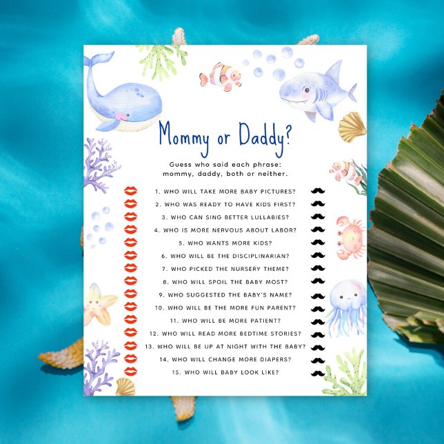 Onder de zee - mama of papa baby shower spel (Creator heeft geüpload)