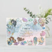 Onder de zee Meerminnen kinderverjaardag Kaart (Staand voorkant)