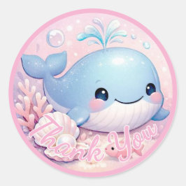 Onder de Zee Meisje Baby Borrel Roze Oceaan Ronde Sticker
