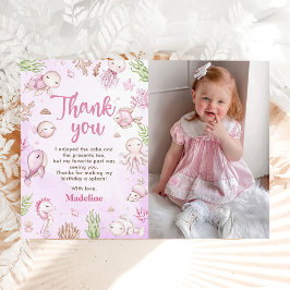 Onder De Zee Meisje Verjaardagsfeest Foto Bedankkaart