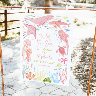 Onder de zee meisjes 1e verjaardag welkom poster