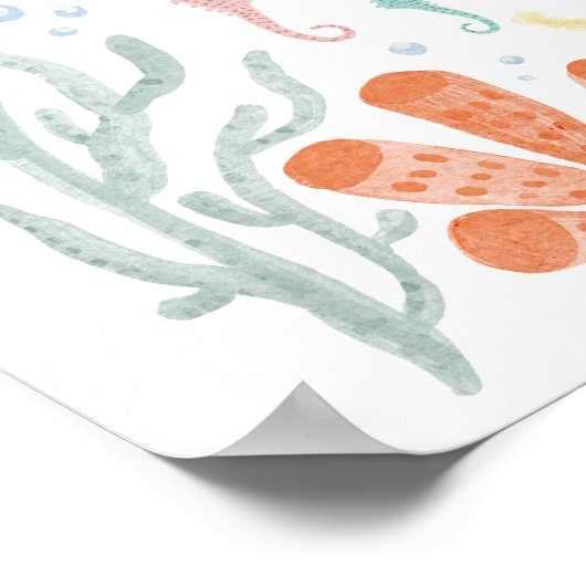 Onder de zee meisjes 1e verjaardag welkom poster (Hoek)