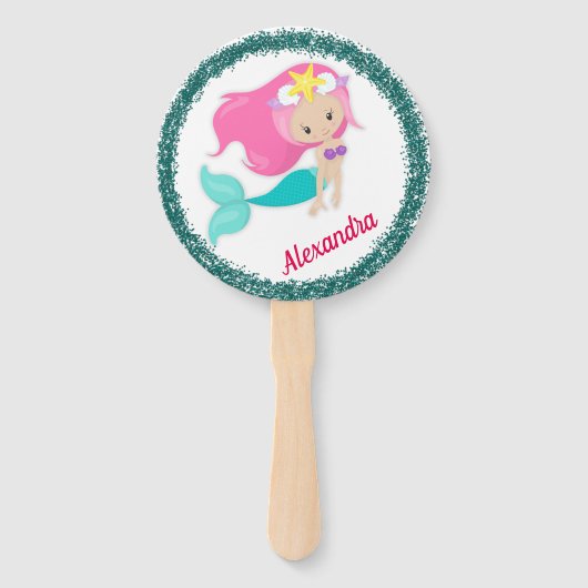 Onder de Zee Mermaid Party Personalized Handwaaier (Achterkant)