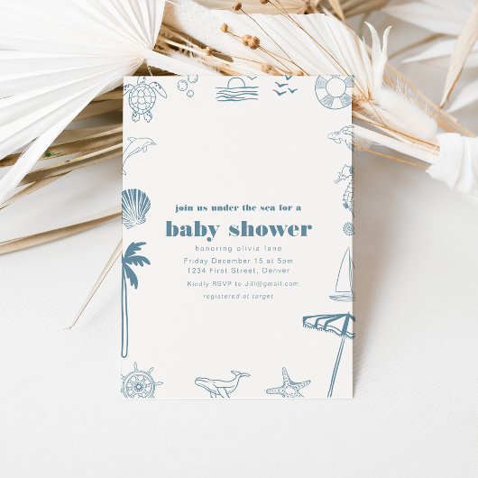 Onder de Zee Moderne Baby Shower Uitnodiging