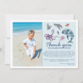 Onder de Zee Moderne Kinderen Foto Verjaardag Bedankkaart (Voorkant)