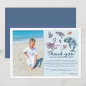 Onder de Zee Moderne Kinderen Foto Verjaardag Bedankkaart (Voorkant / Achterkant)