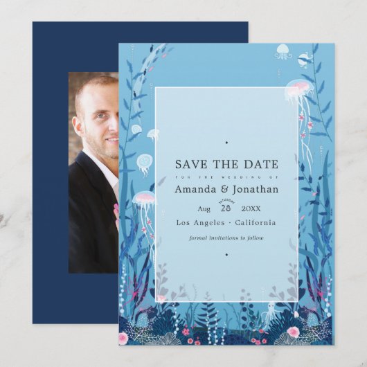 Onder de Zee Naar Mariene Trouwfoto Save The Date (Voorkant / Achterkant)