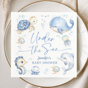 Onder De Zee Oceaan Baby Shower Jongen Stof Blauw Servet