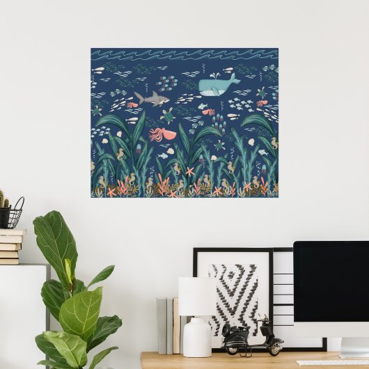 Onder De Zee Oceaan Dieren Nursery Poster (Thuiskantoor)
