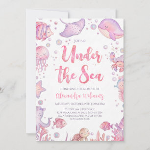 Onder de zee Oceaan dieren roze Meisje Baby Shower Kaart