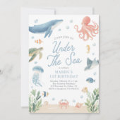 Onder de Zee Oceaan Dieren Verjaardag Kaart (Voorkant)