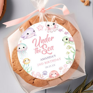 Onder De Zee Oceaan Dieren Verjaardag Ronde Sticker