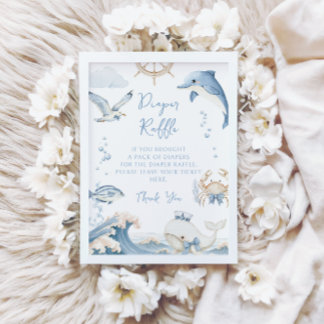 Onder de Zee Oceaan Luierraffle Baby Jongensfeest Kaart