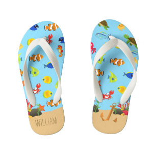Onder de Zee Oceaan Vis en Anker Kindernaam Kinder Teenslippers