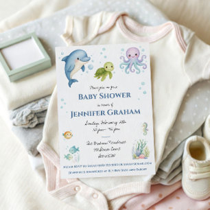 Onder de Zee, Oceaan Wezens Baby Shower Kaart