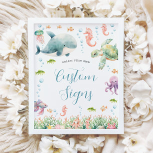 Onder de Zee Ocean Baby Shower Aangepast Bord Poster