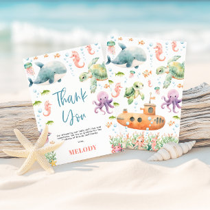 Onder de Zee Ocean Baby Shower Dank je Bedankkaart