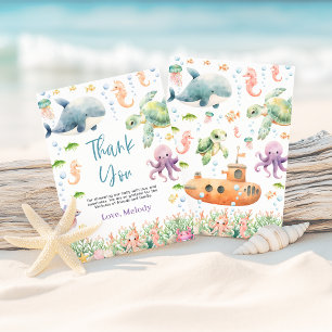 Onder de Zee Ocean Baby Shower Dank je Bedankkaart
