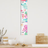 Onder de Zee Ocean Cute Pink Blauwgroen Groeigrafi Poster (Keuken)