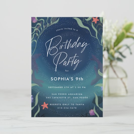 Onder de zee Ocean Kids Birthday Party Kaart (Staand voorkant)