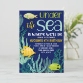 Onder de Zee Ocean Thmed Birthday Party Kaart (Staand voorkant)