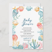 Onder de Zee Ocean Waterverf Baby shower Invi Kaart (Voorkant)