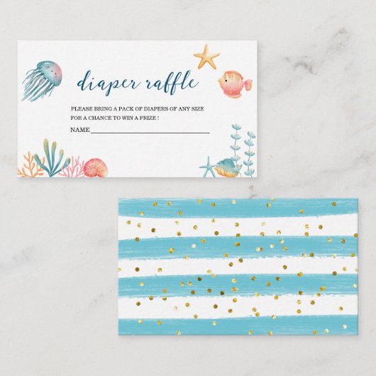 Onder de Zee Ocean Waterverf baby shower is de lui Informatiekaartje (Voorkant / Achterkant)