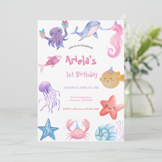 Onder de Zee Oceandieren  Kaart (Staand voorkant)