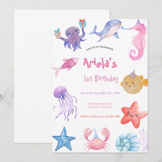 Onder de Zee Oceandieren  Kaart (Voorkant / Achterkant)