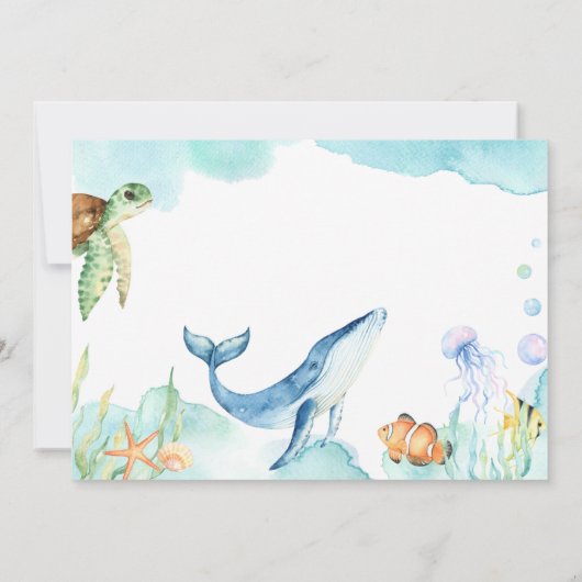 Onder de Zee Oceandieren Verjaardag Bedankt (Achterkant)