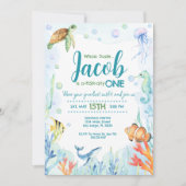 Onder de Zee Oceandieren verjaardagsuitnodiging Kaart (Voorkant)