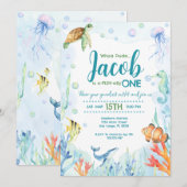 Onder de Zee Oceandieren verjaardagsuitnodiging Kaart (Voorkant / Achterkant)