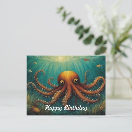 Onder De Zee Octopus Gefeliciteerd Briefkaart (Staand voorkant)