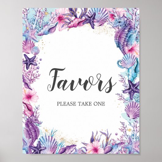 Onder de Zee Paarse Roze Verjaardagsfeest Favoriet Poster (Voorkant)