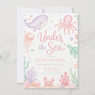 Onder de Zee Pastel Oceaan Verjaardagsmeisje Kaart