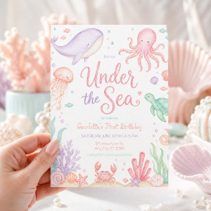 Onder de Zee Pastel Oceaan Verjaardagsmeisje Kaart