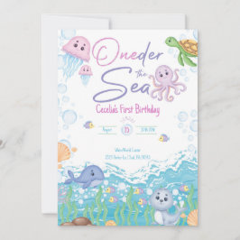 Onder de Zee Pastel Verjaardagsuitnodiging Kaart