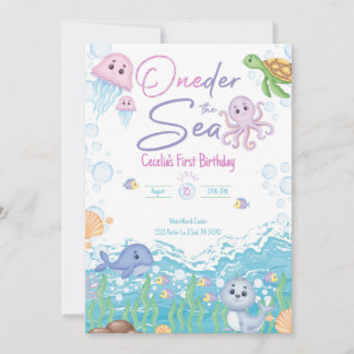 Onder de Zee Pastel Verjaardagsuitnodiging Kaart