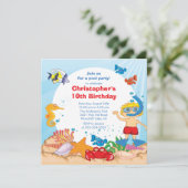 Onder de Zee Pool Party Birthday Invitation boy Kaart (Staand voorkant)