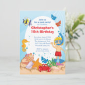 Onder de Zee Pool Party Birthday Invitation boy Kaart (Staand voorkant)